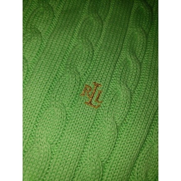 SOLD LAUREN RALPH LAUREN Mock Cardigan Sweater Full Zip Green Medium - Picture 4 of 6